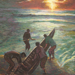 Fishing in the moonlight  The paintings are all Egyptian