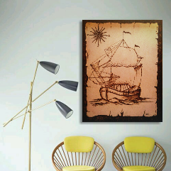 Artwork with wood burning