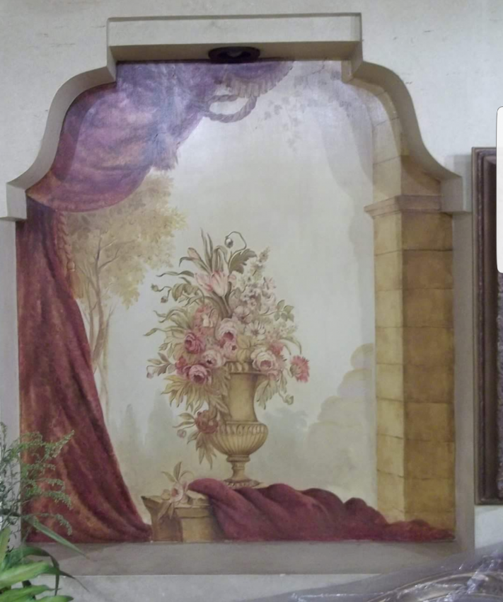 Mural landscape and Vase