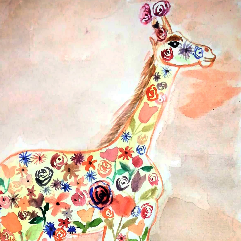 الزرافة ذات الزهور الملونة