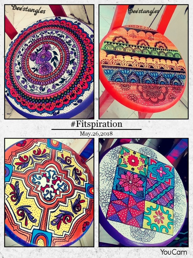 4 Hand painted Stools