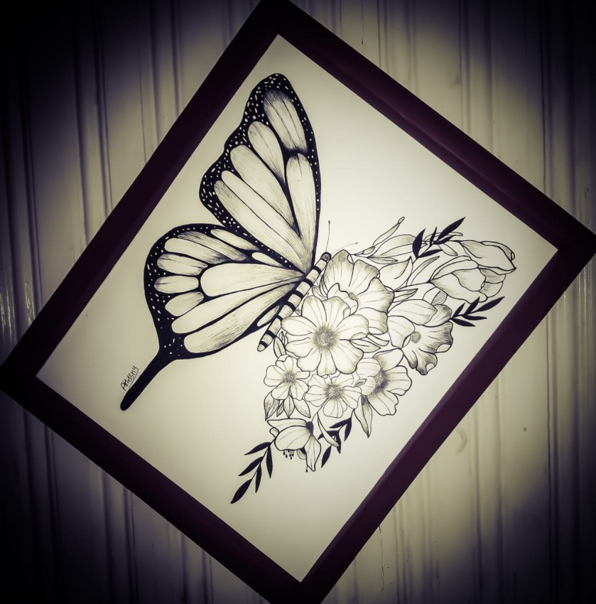 Mix between  a butterfly and flowers