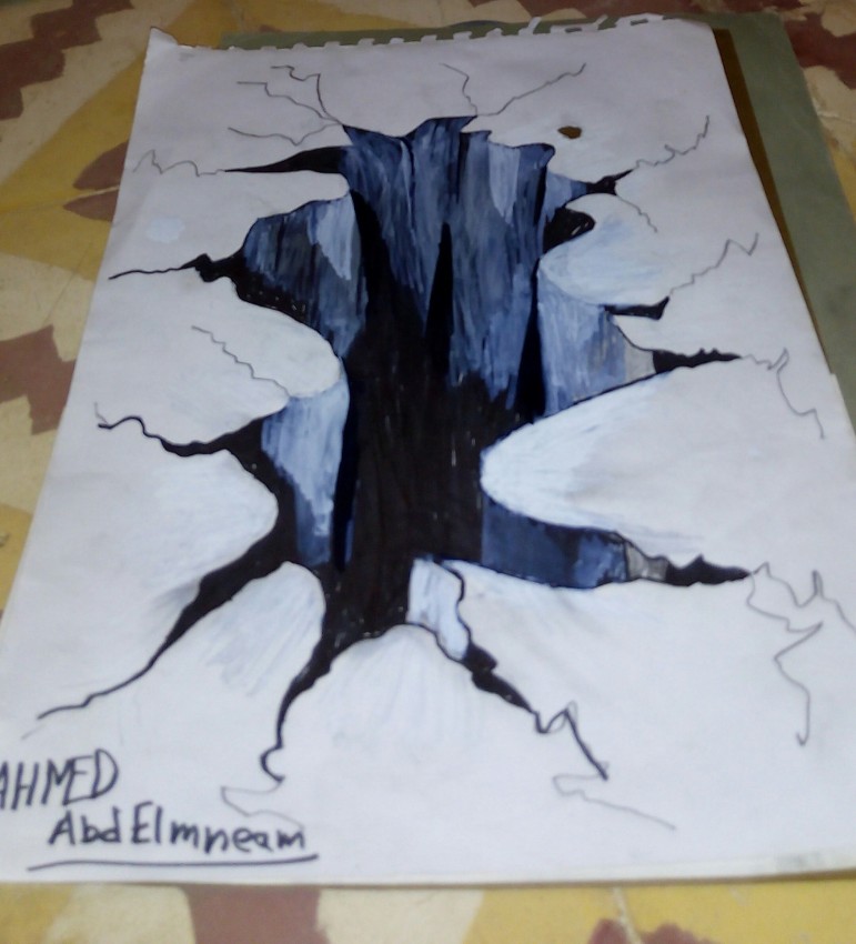 رسم حفره صخريه ثلاثي الابعاد