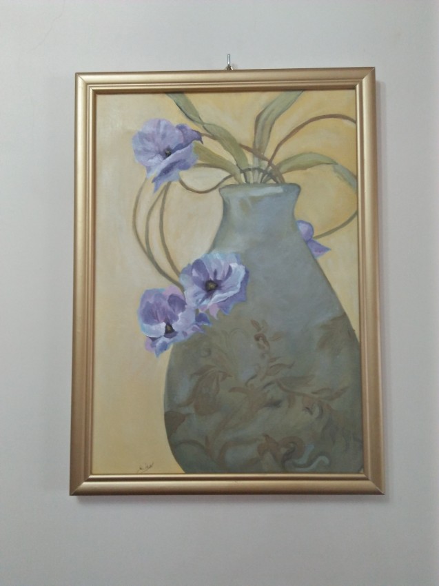 Vase with Purple Flowers