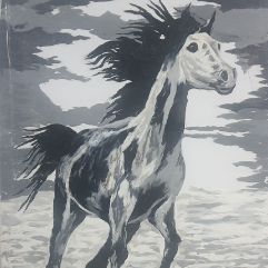 حصان يسابق الأمواج