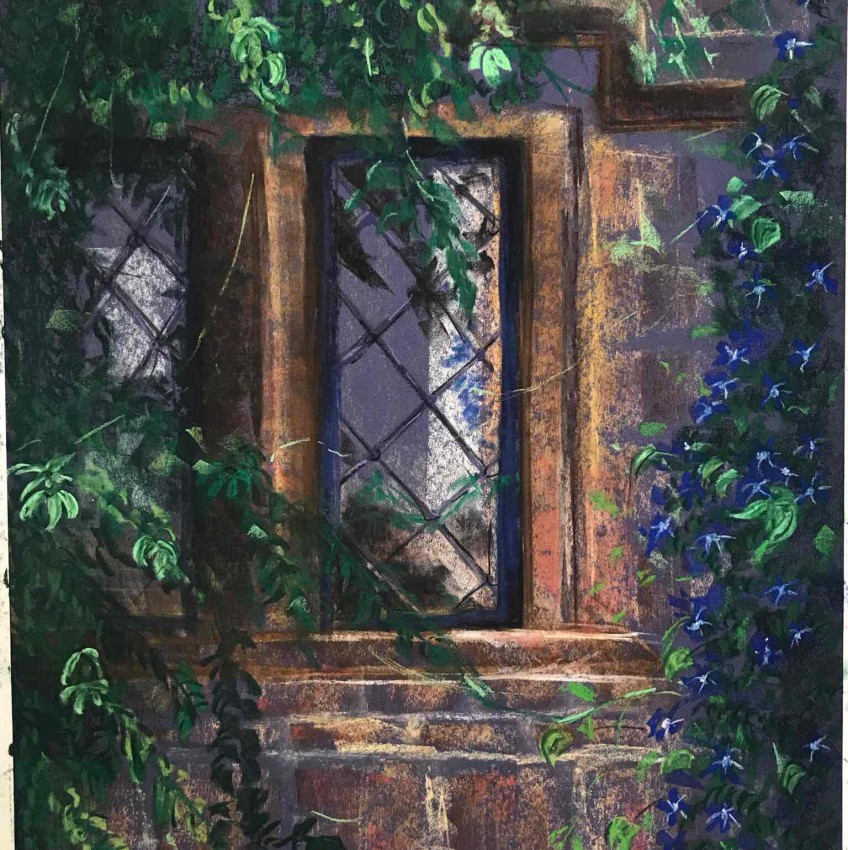 Window Behind Blue Flowers