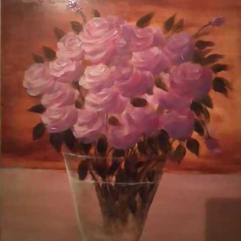 Pink Flowers In A Transparent Container