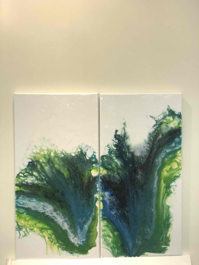 Greenish Blue Acrylic Pouring
