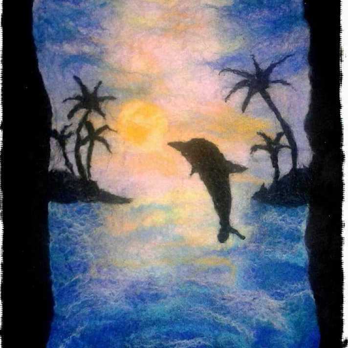 Hand Felted Drawing With Wool Fibers