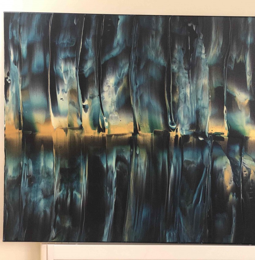 Dark Blue And Gold Acrylic