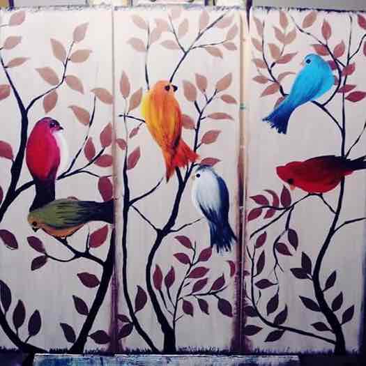 Birds (Set Of 3 Paintings)