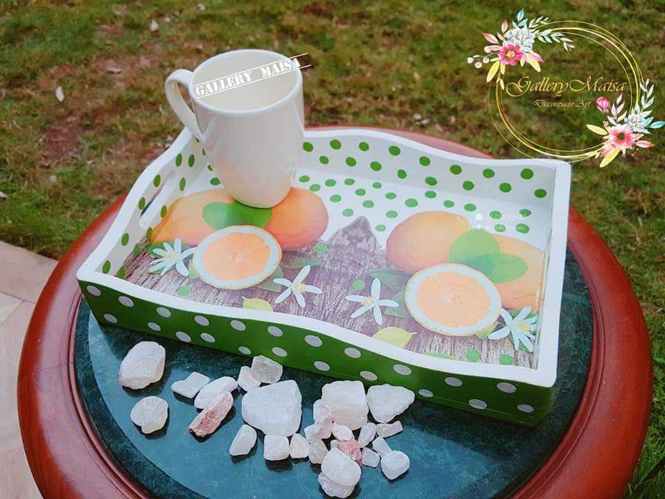 (صينية تقديم خشب ٣ (ديكوباج