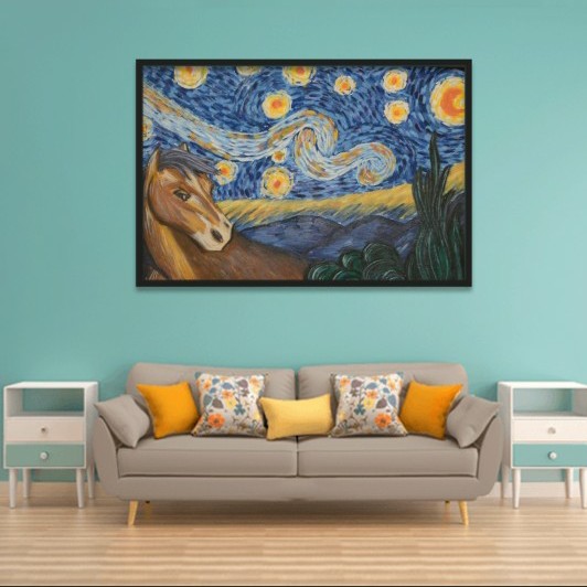 Horse Under The Starry Night