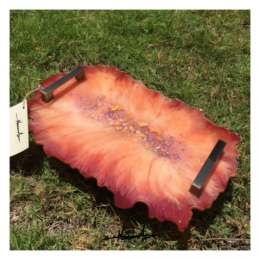 Beautiful Maroon Resin Tray