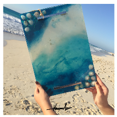 Big Resin  Tray Adorned With Sea Shells