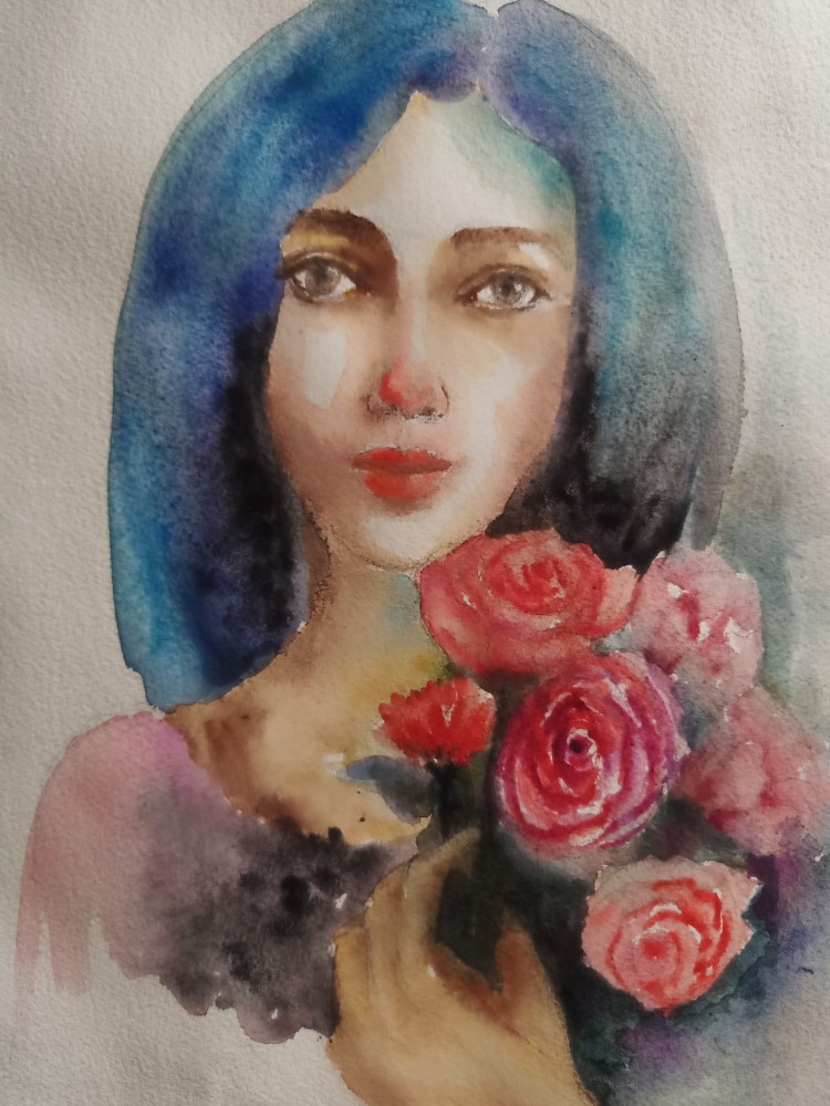 Girl And Flowers