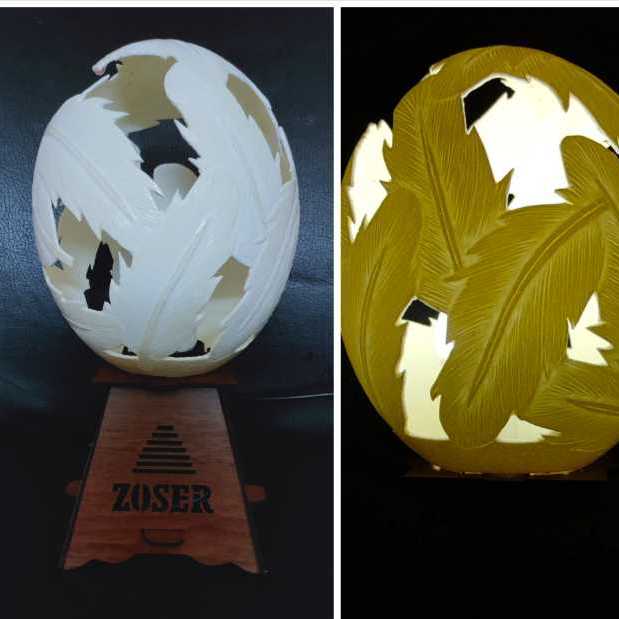 Carved Ostrich  Egg Lighting Unit