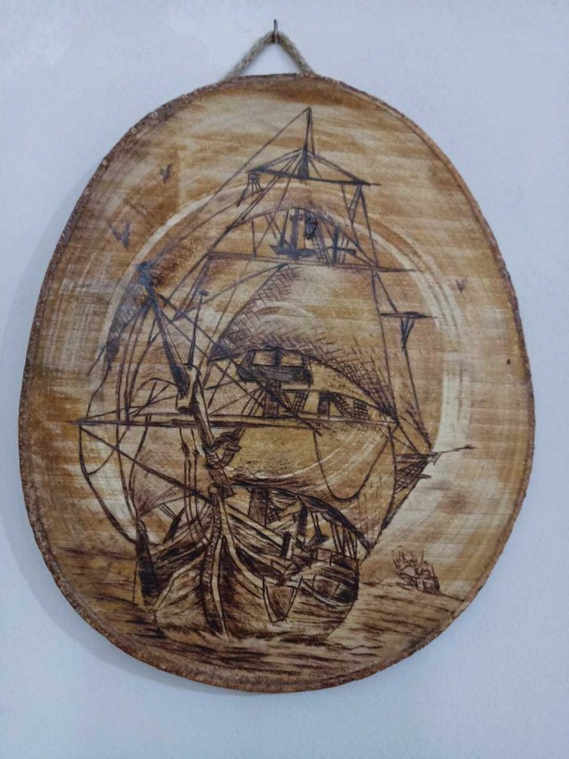 Sailing (Burning On Wood Art)
