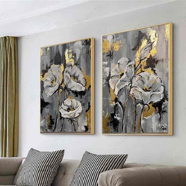 Set Of 2 Flowers Paintings