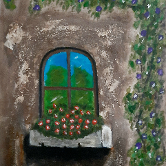 Old Window With Flowers