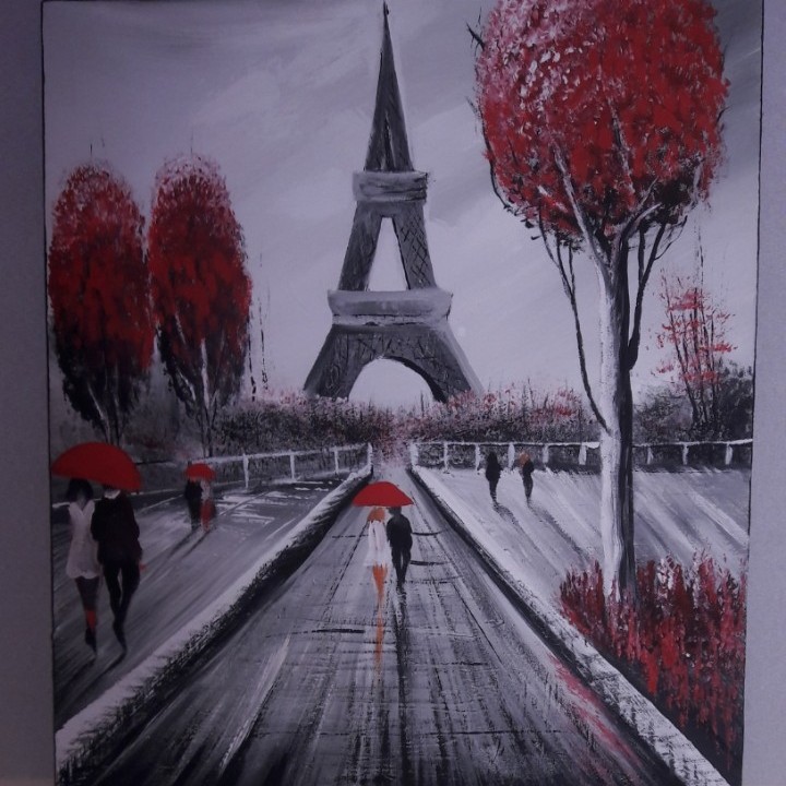 Paris Rain (Using Palette Knife)