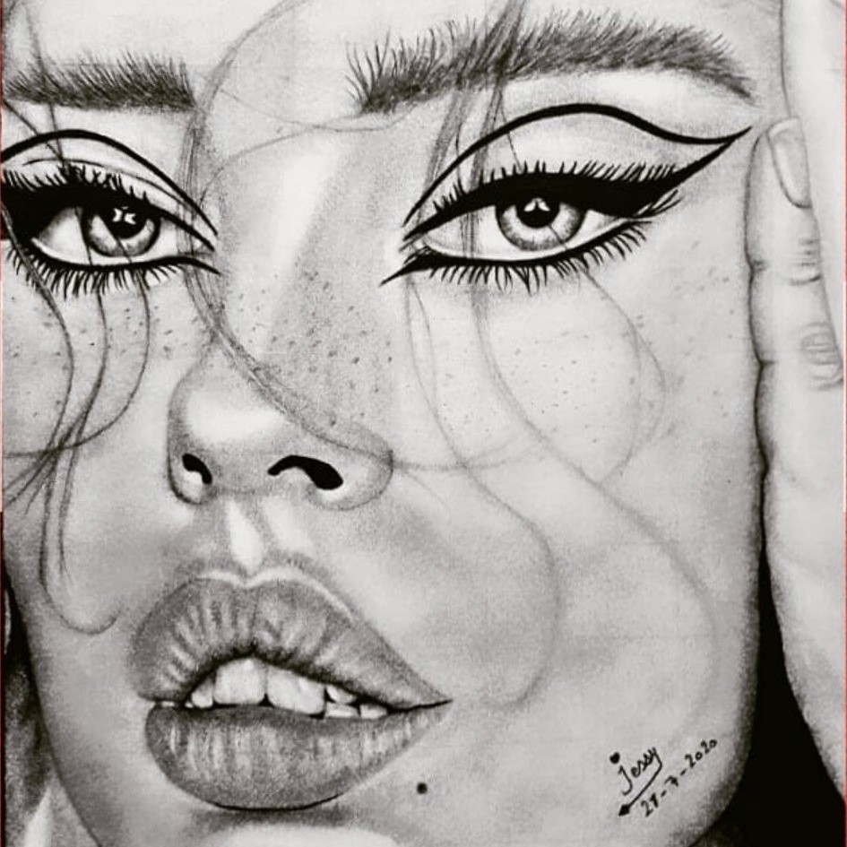 girl with attractive face and modern features