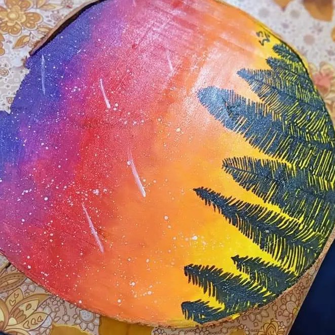 Painting On A Wood Slice