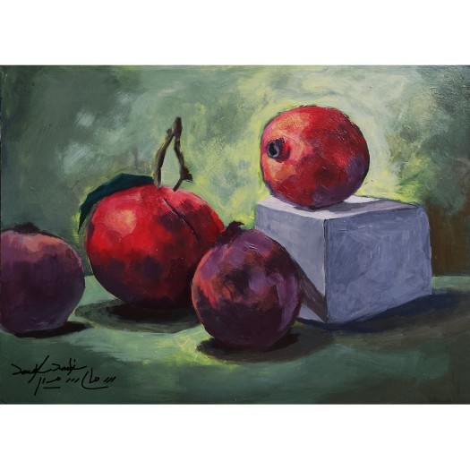 Pomegranate With A Green Background