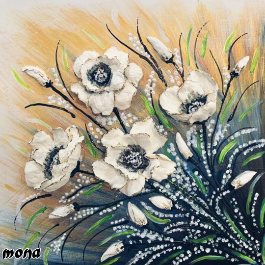 (زهور بيضاء  (نحت باررز