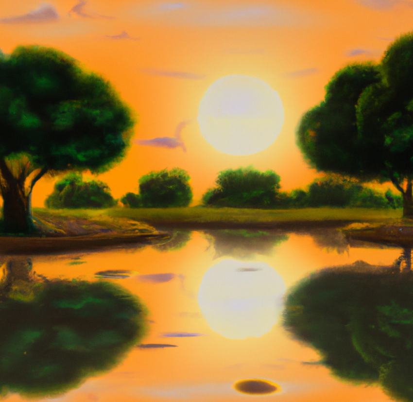 Golden Twilight Over The Lake