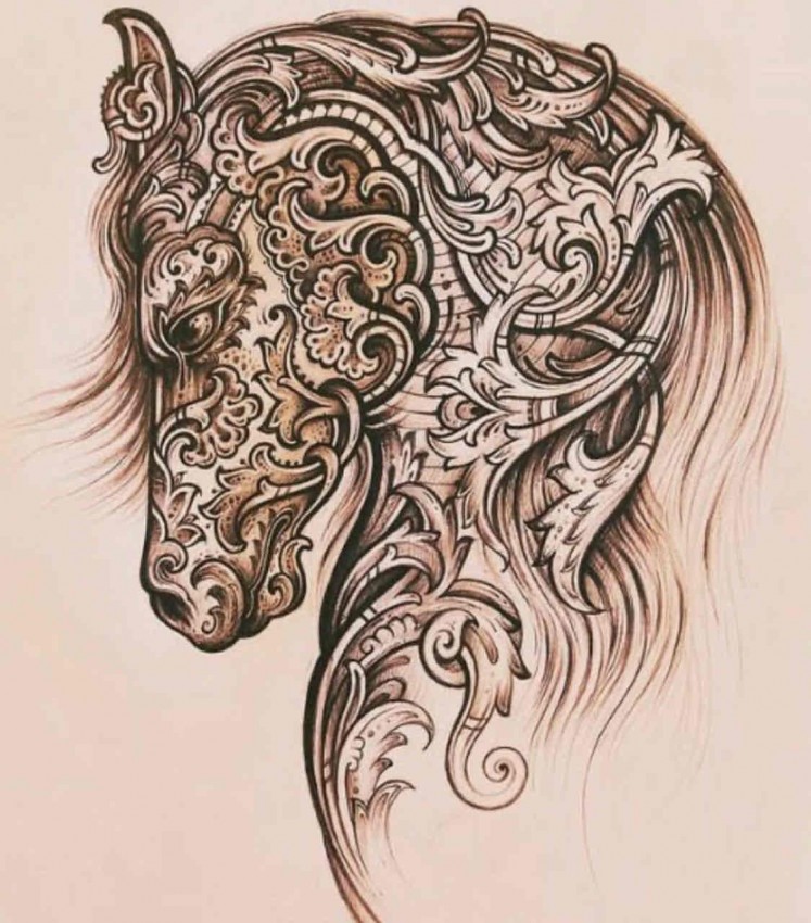 رسم حصان مزخرف