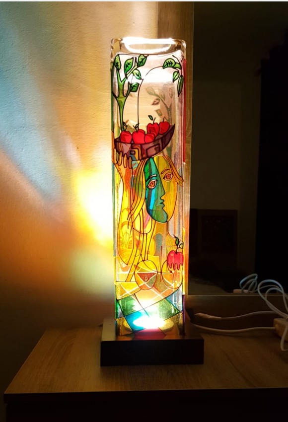 Handpainted  Crystal Table Lamp